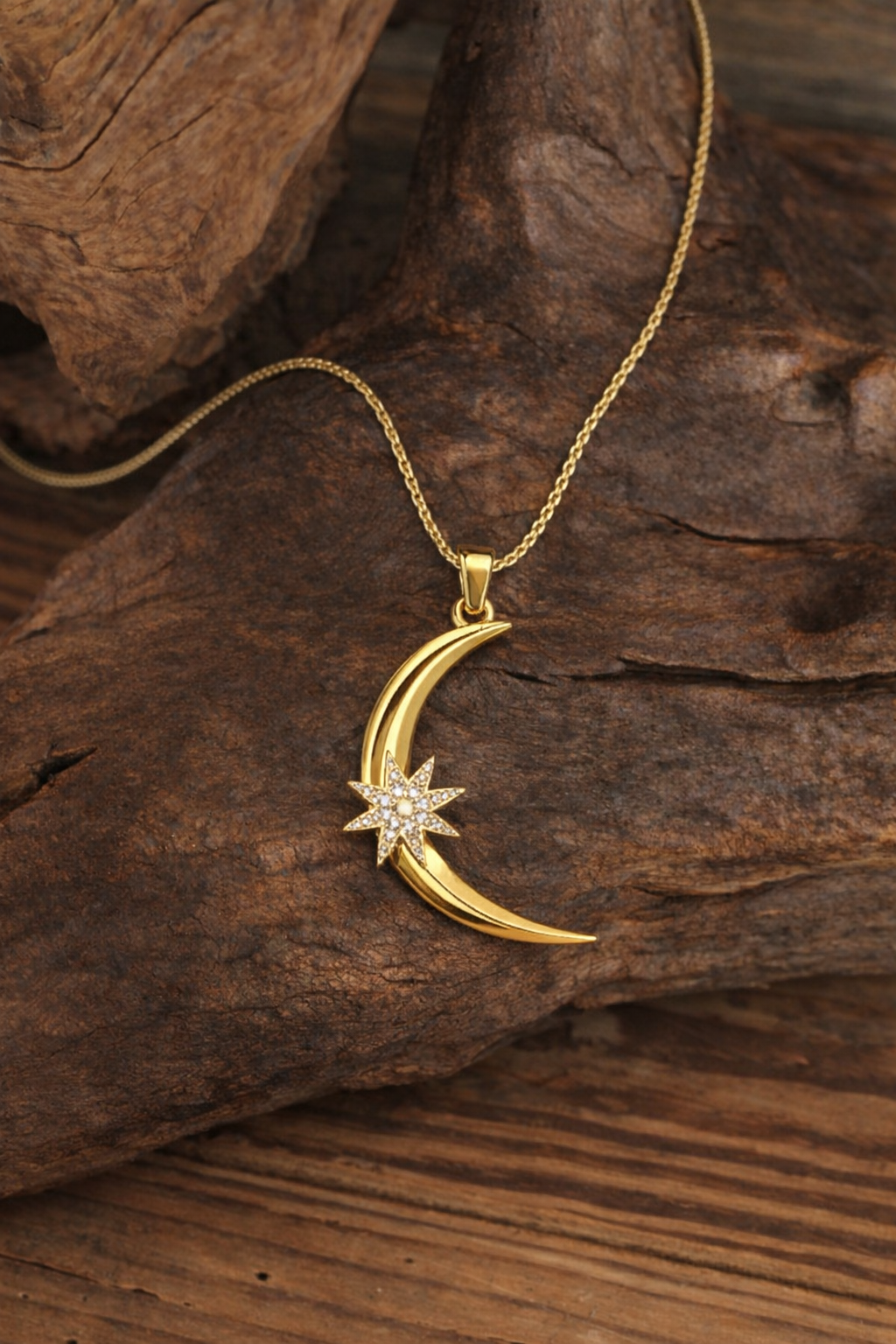 ÖYKÜM KOLYE - GOLD MOON AND STARS