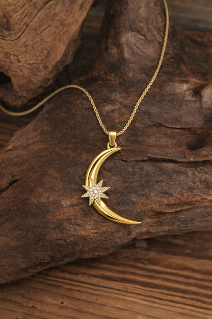 ÖYKÜM KOLYE - GOLD MOON AND STARS
