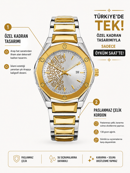 ÖYKÜM SAAT - ARABIC HAT ART GOLD