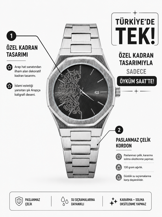 ÖYKÜM SAAT - ARABIC HAT ART GRAY